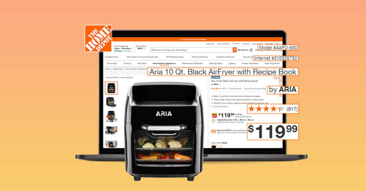 ARIA 10 qt. Black AirFryer with Recipe Book AAFO-880 - The Home Depot