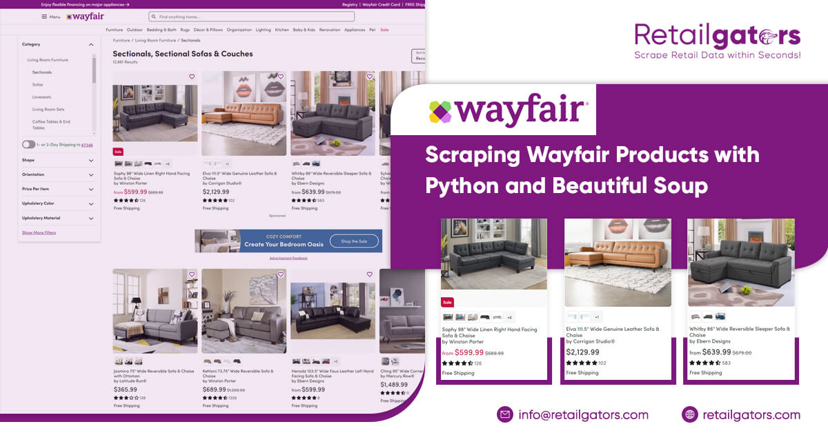 Scraping Wayfair Products with Python and Beautiful Soup
